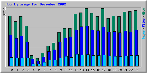 Hourly usage for December 2002