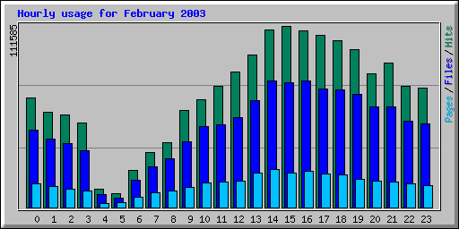 Hourly usage for February 2003