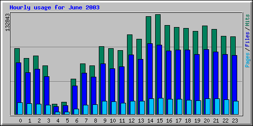 Hourly usage for June 2003